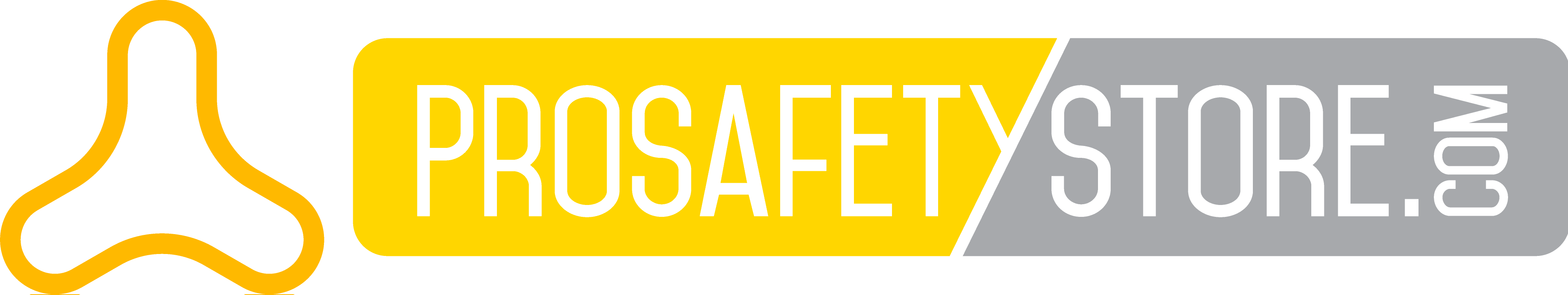 A yellow and gray logo for prosafety store.