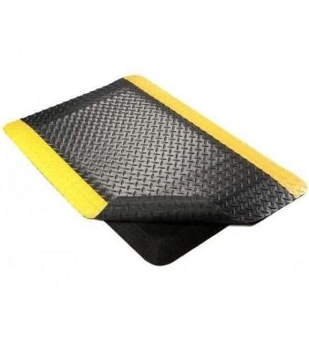 A black and yellow Warrior Rubber Anti Fatigue ESD Mat 60CM Width 90CM Length WAFM-9060-B/Y on a white background